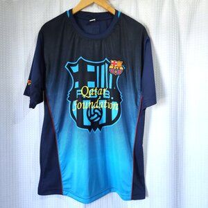 FCB Barcelona Jersey Shirt Men's Large Soccer Football Qatar Foundation #21 Blue